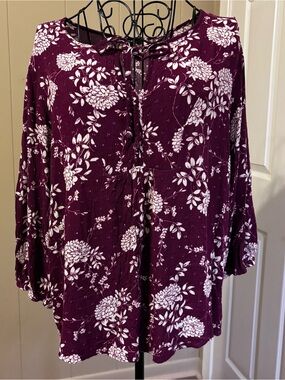Papermoon Plum Floral Tie-Neck Tunic